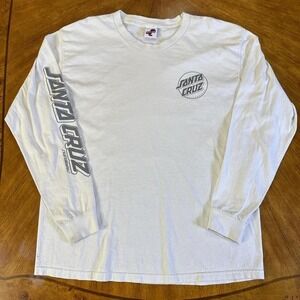 Vintage Santa Cruz Skater Long Sleeve T-Shirt White Men's Medium